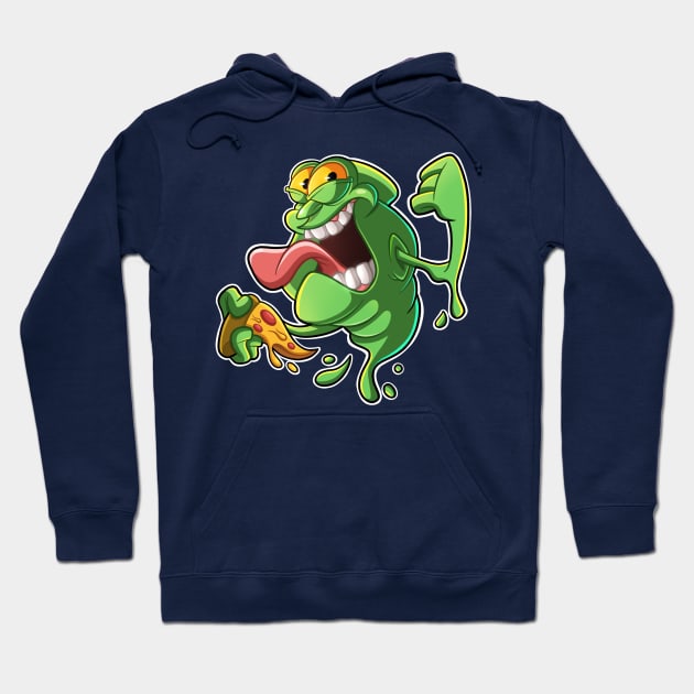 Green Ghost Pizza Hoodie by Popon85